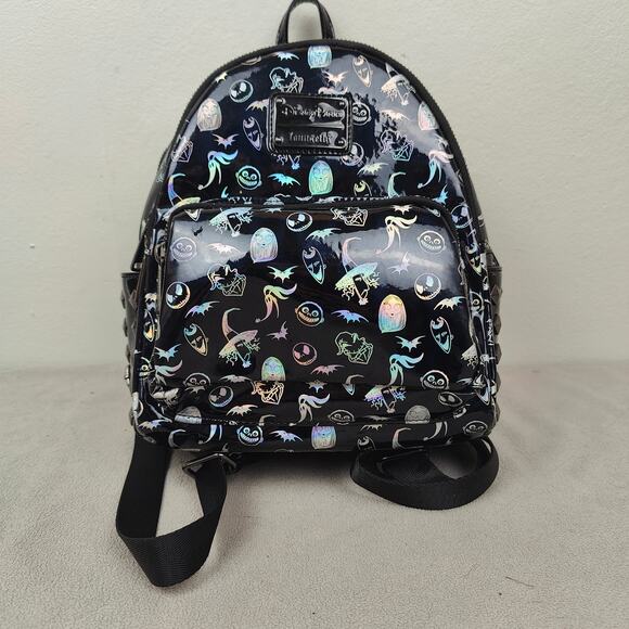 Loungefly Disney Parks Nightmare Before Christmas Backpack Iridescent Black Holo - Picture 1 of 12